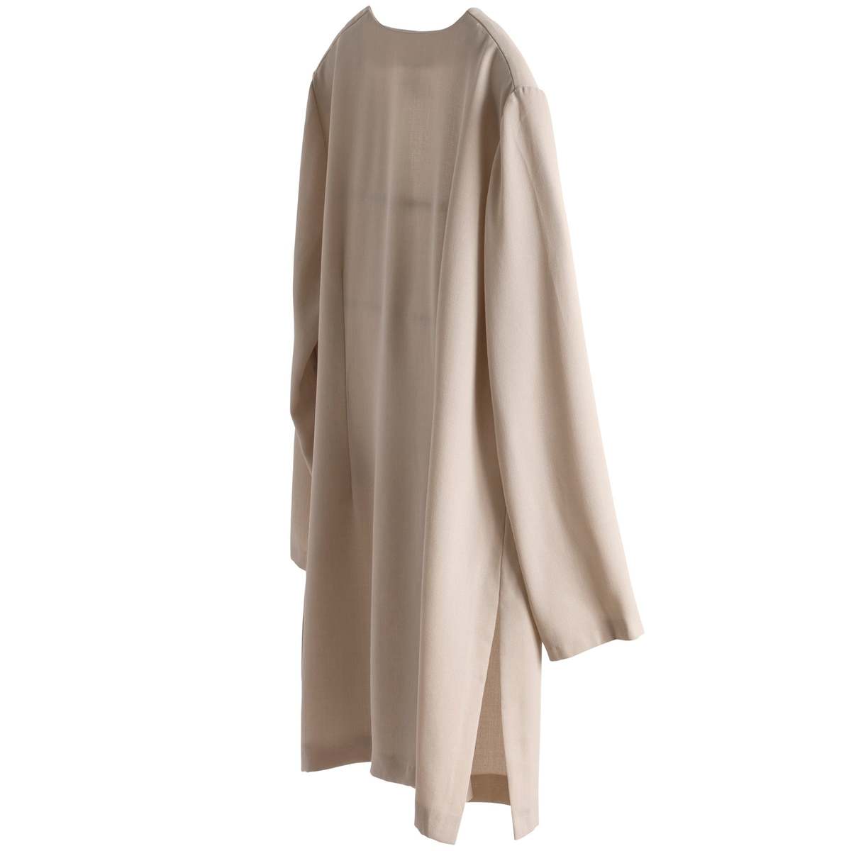 L-KOLTTU OY (Finland) Crêpe Weave Collarless Armseye Swagger Coat Sand : L - Image 7 of 10