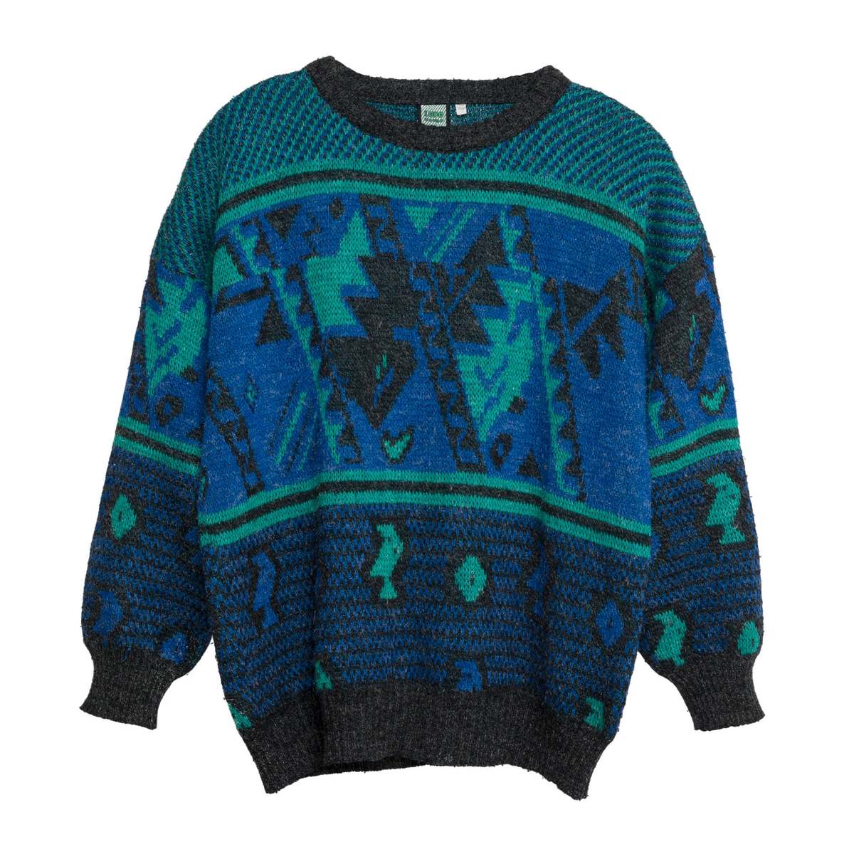 LUPO Jacquard Melange Yarn Drop Shoulder Jumper - Azurite - Image 1 of 8