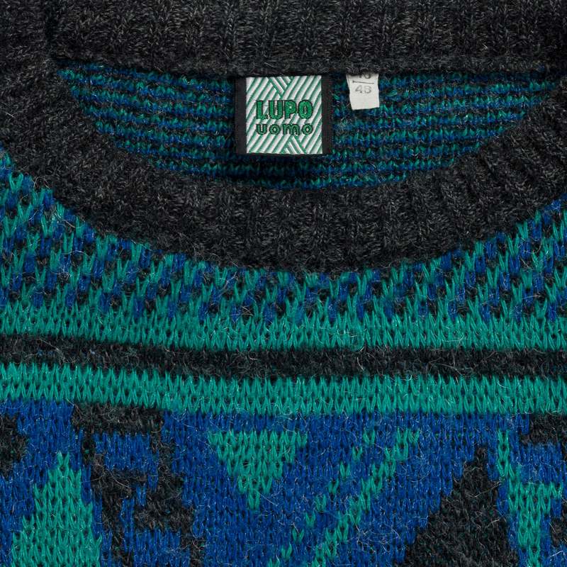 LUPO Jacquard Melange Yarn Drop Shoulder Jumper - Azurite