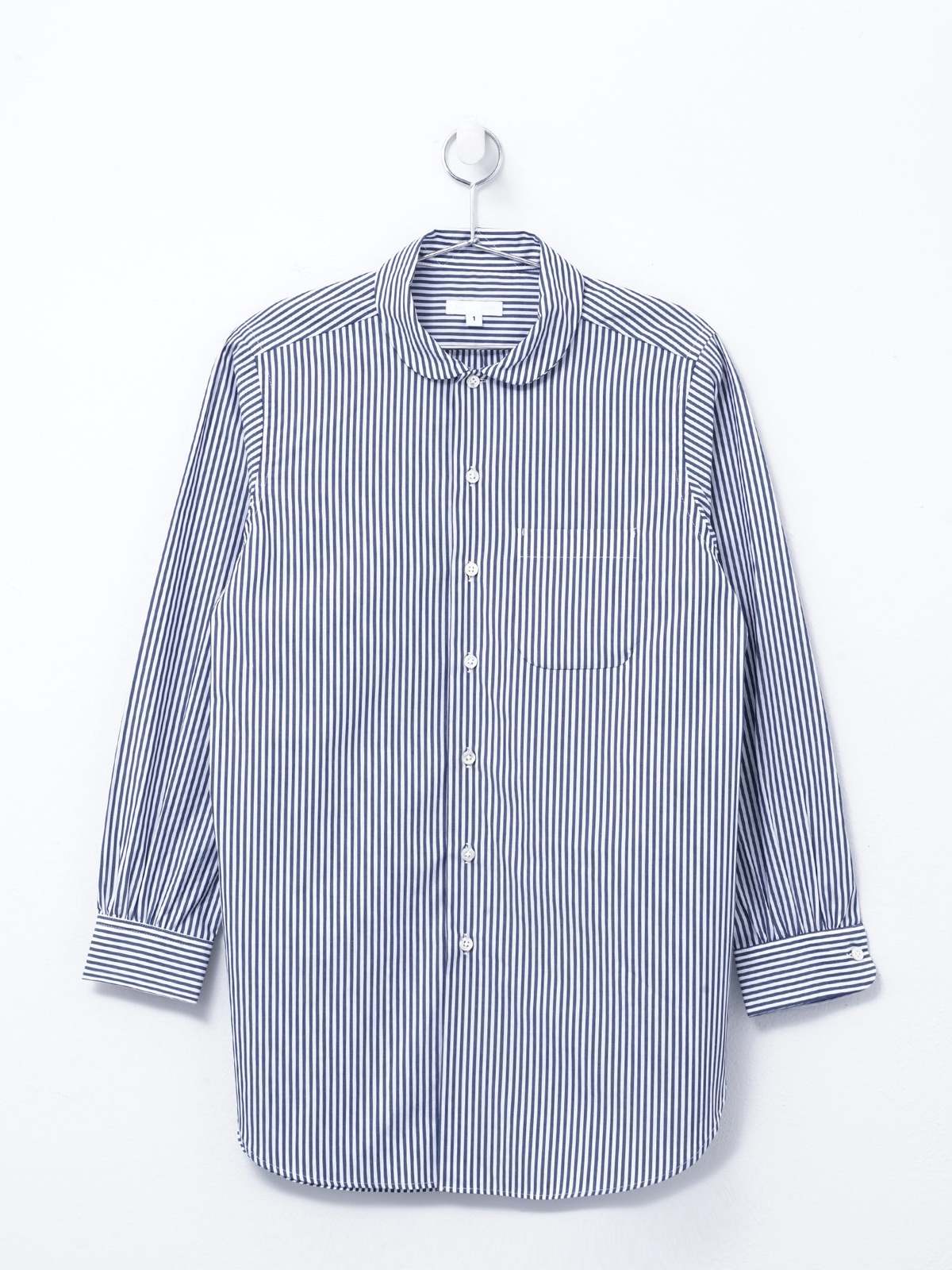 Engineered Garments Broadcloth Rounded Collar Shirt - Navy Candy