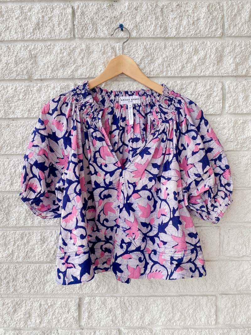 Apiece Apart Caminitas Puff Sleeve Top - La Vid Batik Rosa Apiece Apart Caminitas Puff Sleeve Top - La Vid Batik Rosa