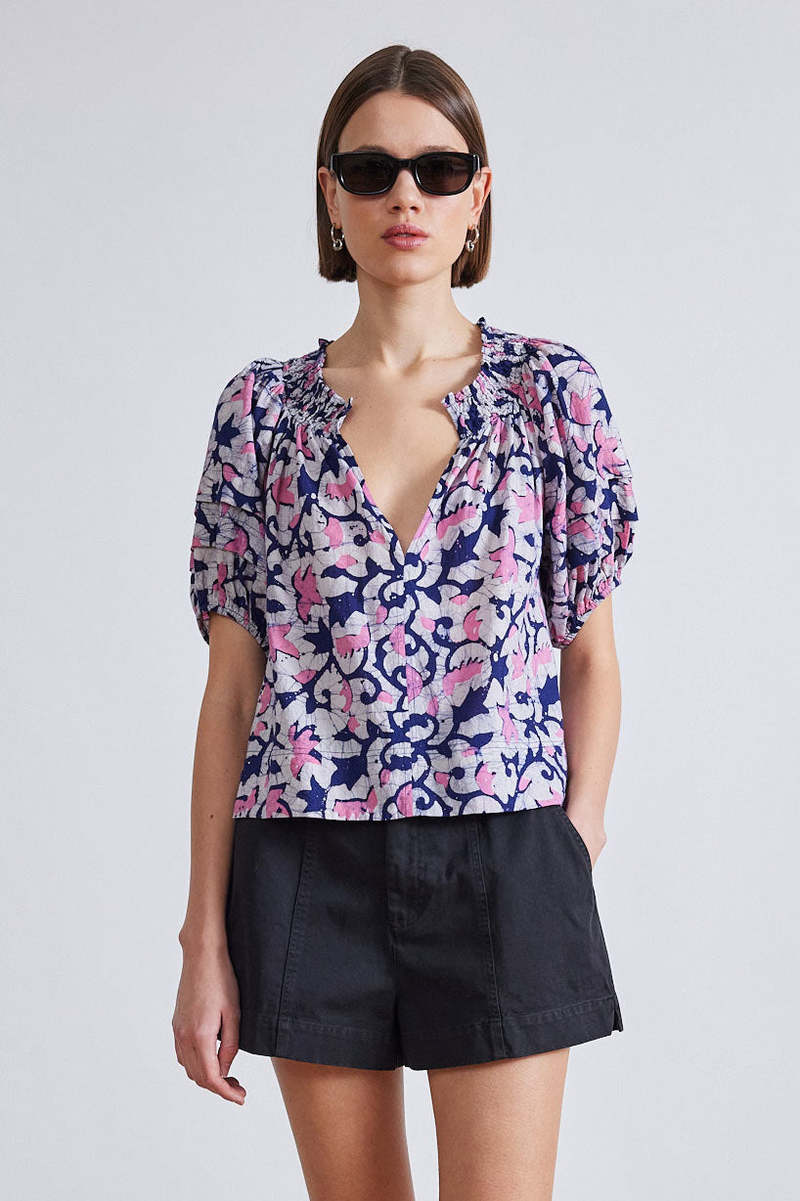 Apiece Apart Caminitas Puff Sleeve Top - La Vid Batik Rosa Apiece Apart Caminitas Puff Sleeve Top - La Vid Batik Rosa