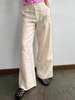 Linen Wide Leg Trousers - Ecru - Thumbnail 1