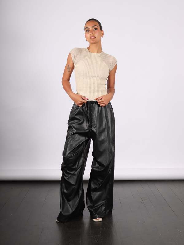 MM6 Maison Margiela Faux Leather Pants - Black | Garmentory