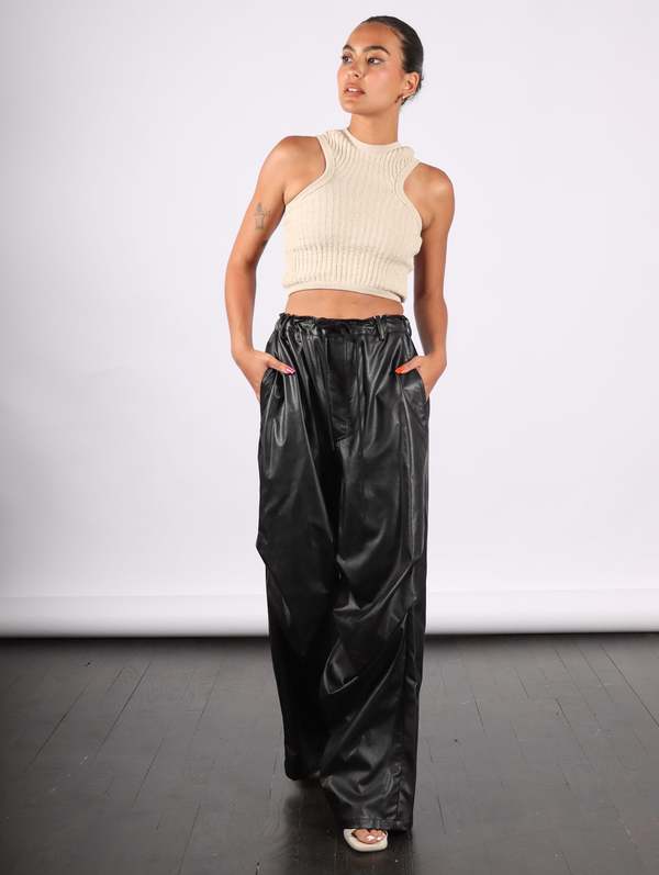 MM6 Maison Margiela Faux Leather Pants - Black | Garmentory