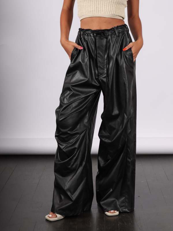 MM6 Maison Margiela Faux Leather Pants - Black | Garmentory