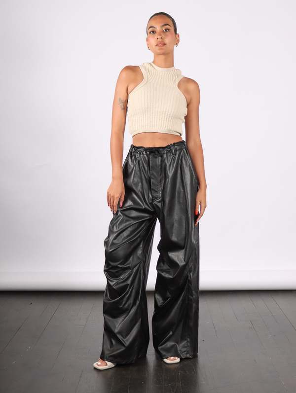 MM6 Maison Margiela Faux Leather Pants - Black | Garmentory