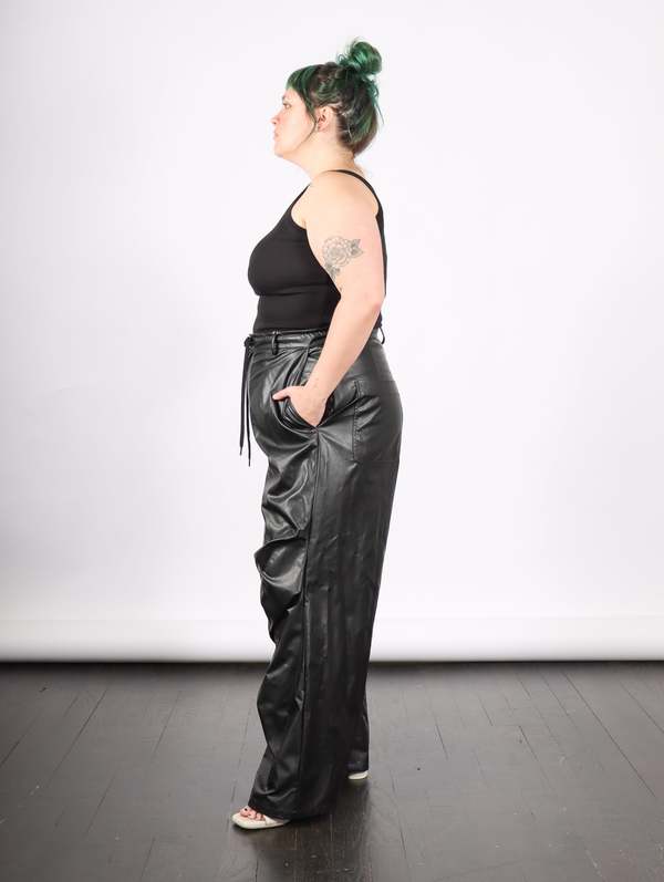 MM6 Maison Margiela Faux Leather Pants - Black | Garmentory