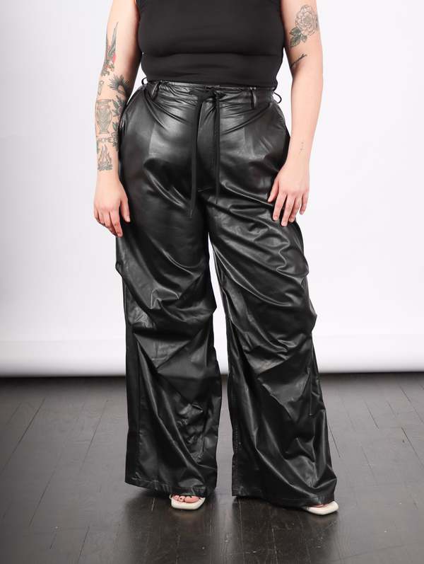 MM6 Maison Margiela Faux Leather Pants - Black | Garmentory