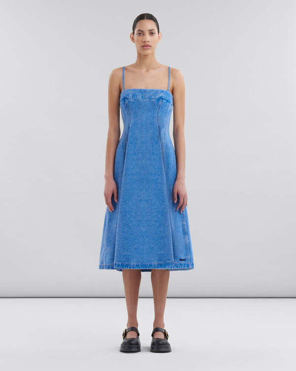 Marni Light Blue Coated Denim Balloon Dress - Light Blue