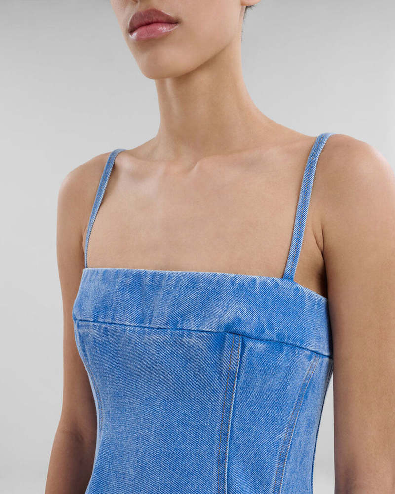【送料&関税込】Marni Light Blue Cotton Mini Dress Floral cotton poplin midi dress in blue - Marni | Mytheresa