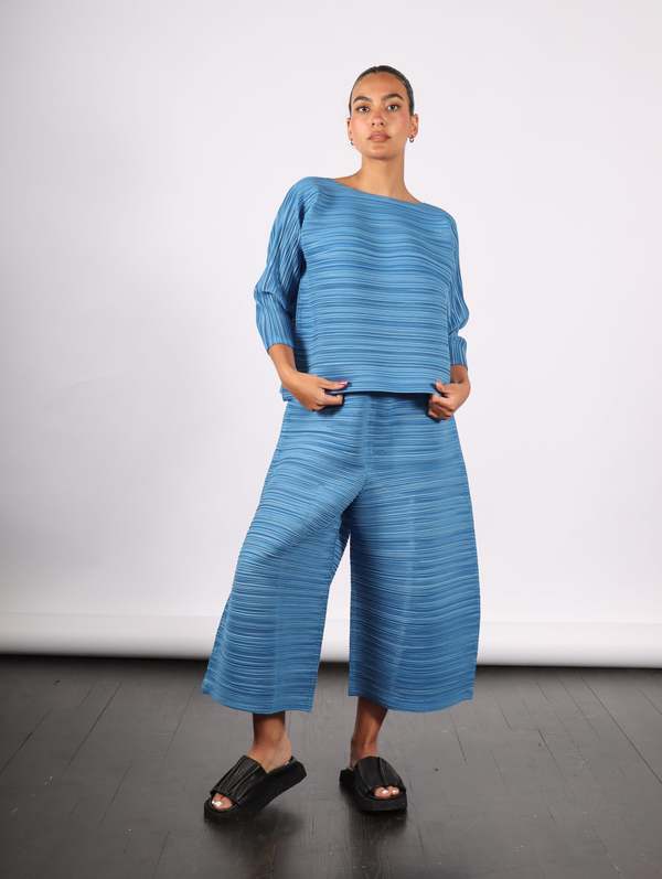 Pleats Please by Issey Miyake Sheer Bounce Pants - Blue/Salt