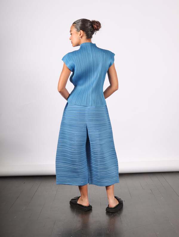 Pleats Please by Issey Miyake Sheer Bounce Pants - Blue/Salt