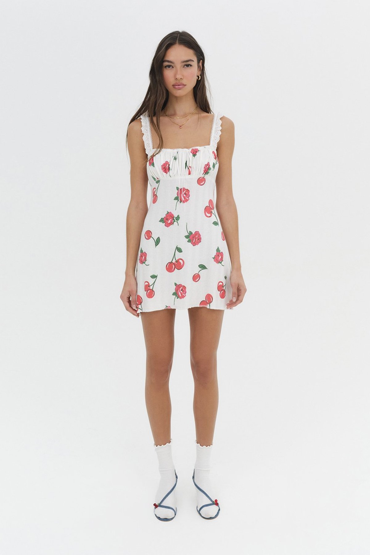 cami dress mini Demetra White Babydoll Cami Mini Dress - Size L - Boho Style - Sorority - Rush - Initiation - Summer - Vacation - Beach main image 1