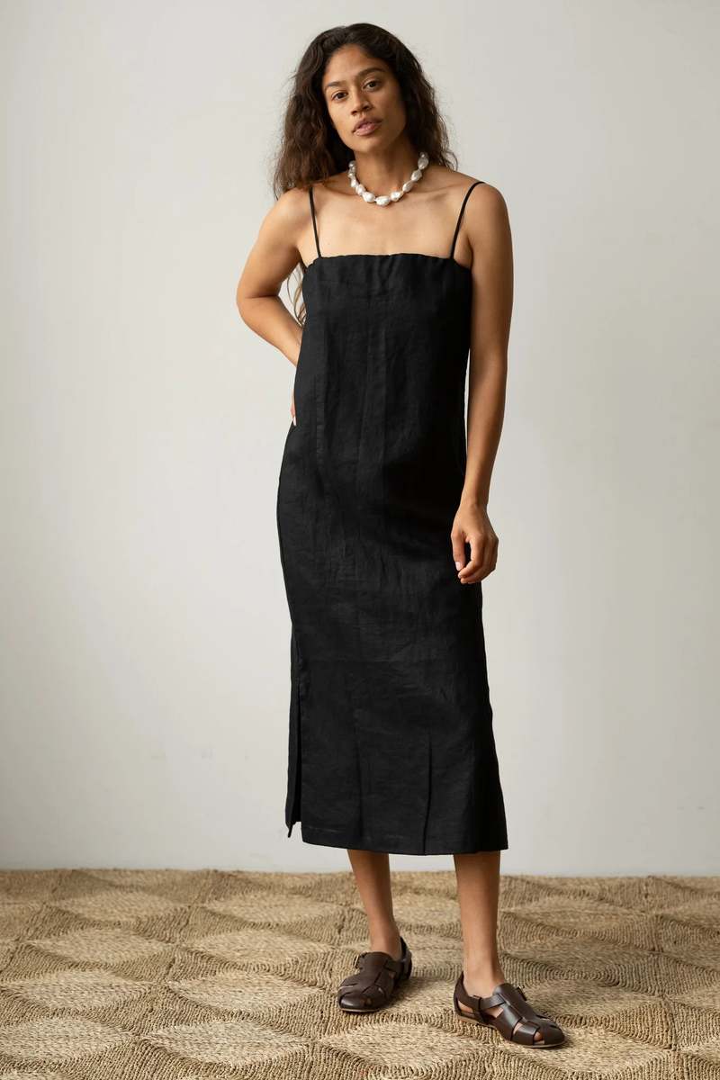 pure collection linen dresses Linen Maxi Dress with Pockets