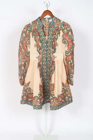 Zimmermann Ottie Plunge Mini Dress - Multi Paisley | Garmentory