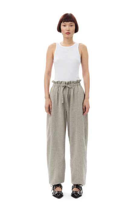 GANNI Wide Leg Leather Trousers | Garmentory