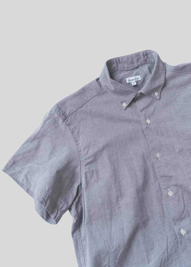 Steven Alan Short Sleeve Single Needle Shirt - Graphite