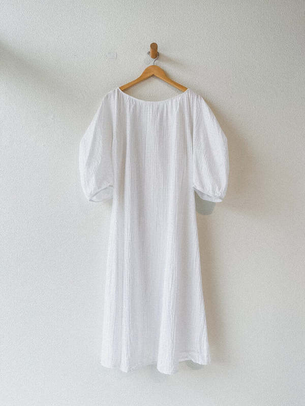 white crinkle cotton dress Sabina White Crinkle Cotton Dress 12 / White
