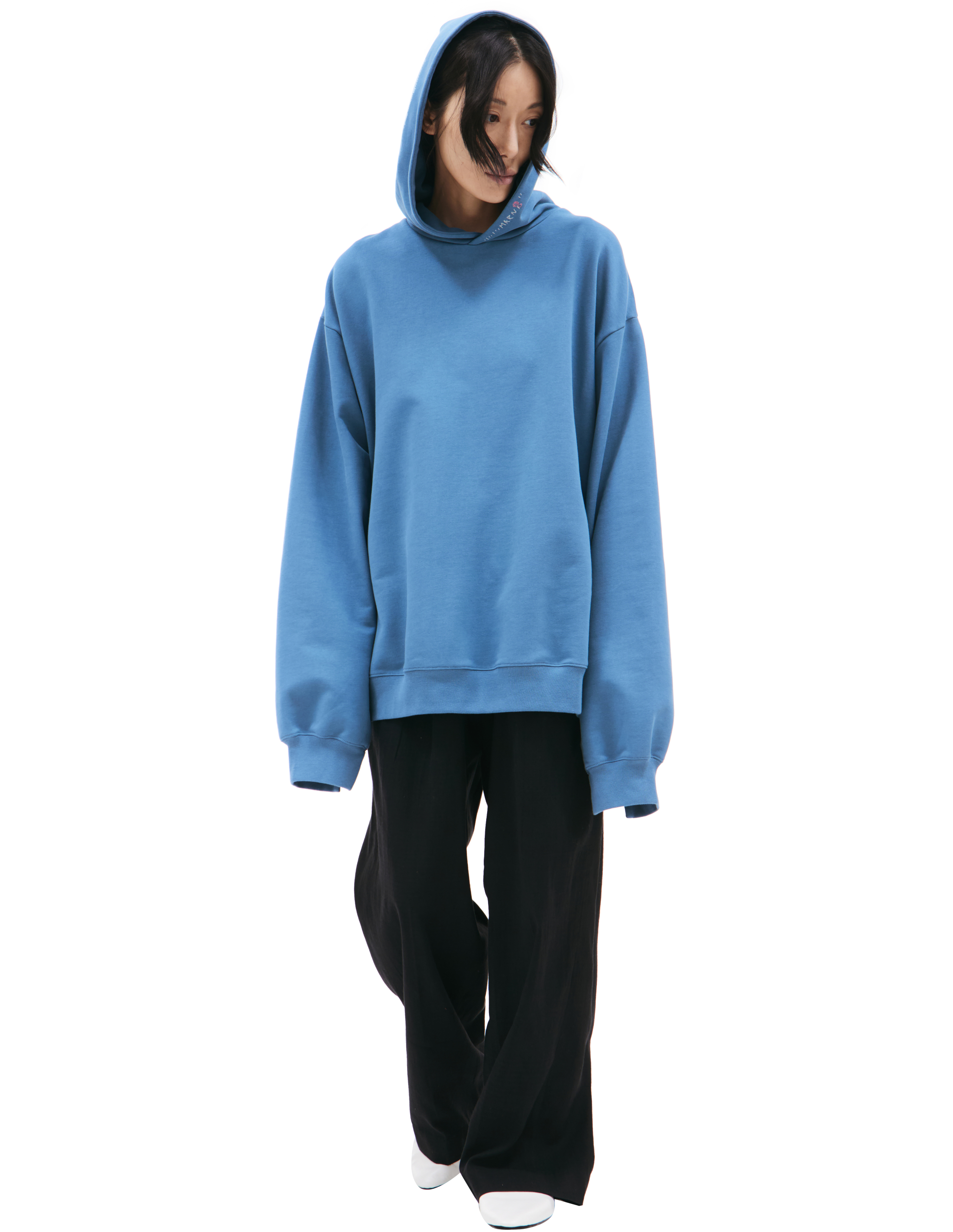 Marni Cotton Hoodie with Side Zips - Navy Blue | Garmentory