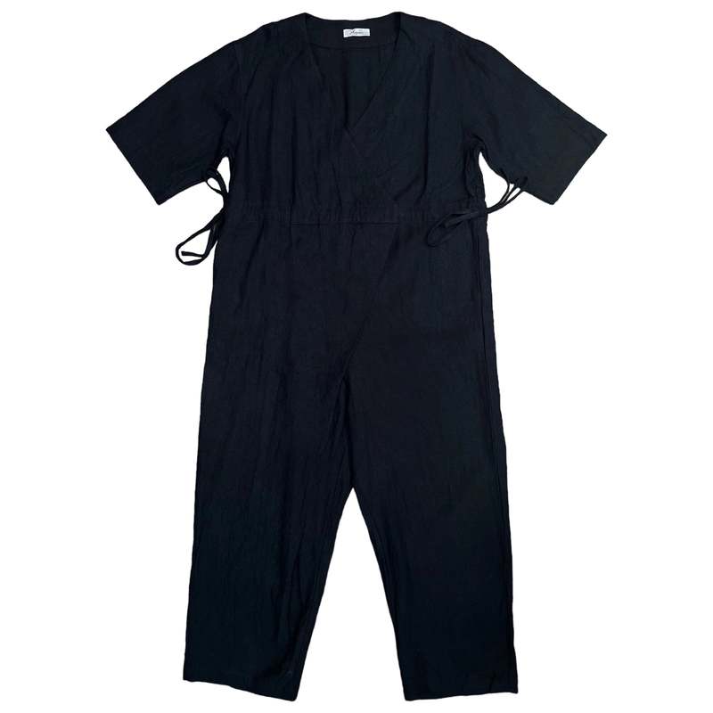 Ichi Antiquites Linen Vintage Jumpsuit Black Garmentory