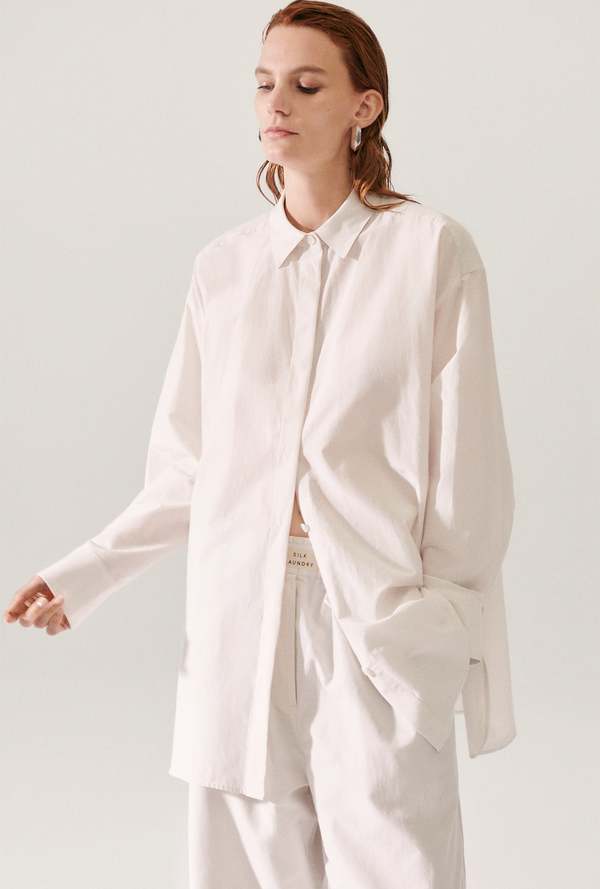 Silk Laundry Cotton Silk Morning Shirt - Dust