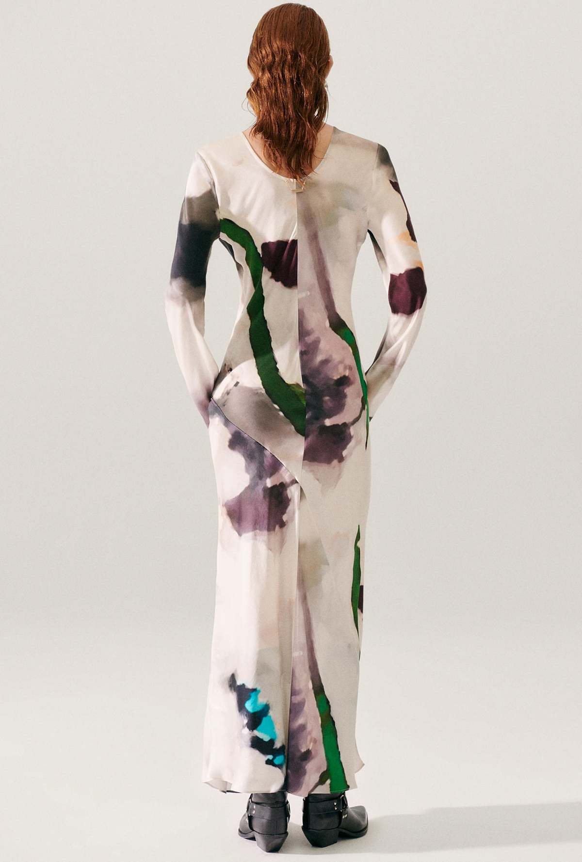 Silk Laundry Full Sleeve Bias Dress - Phosphate - Image 2 of 5