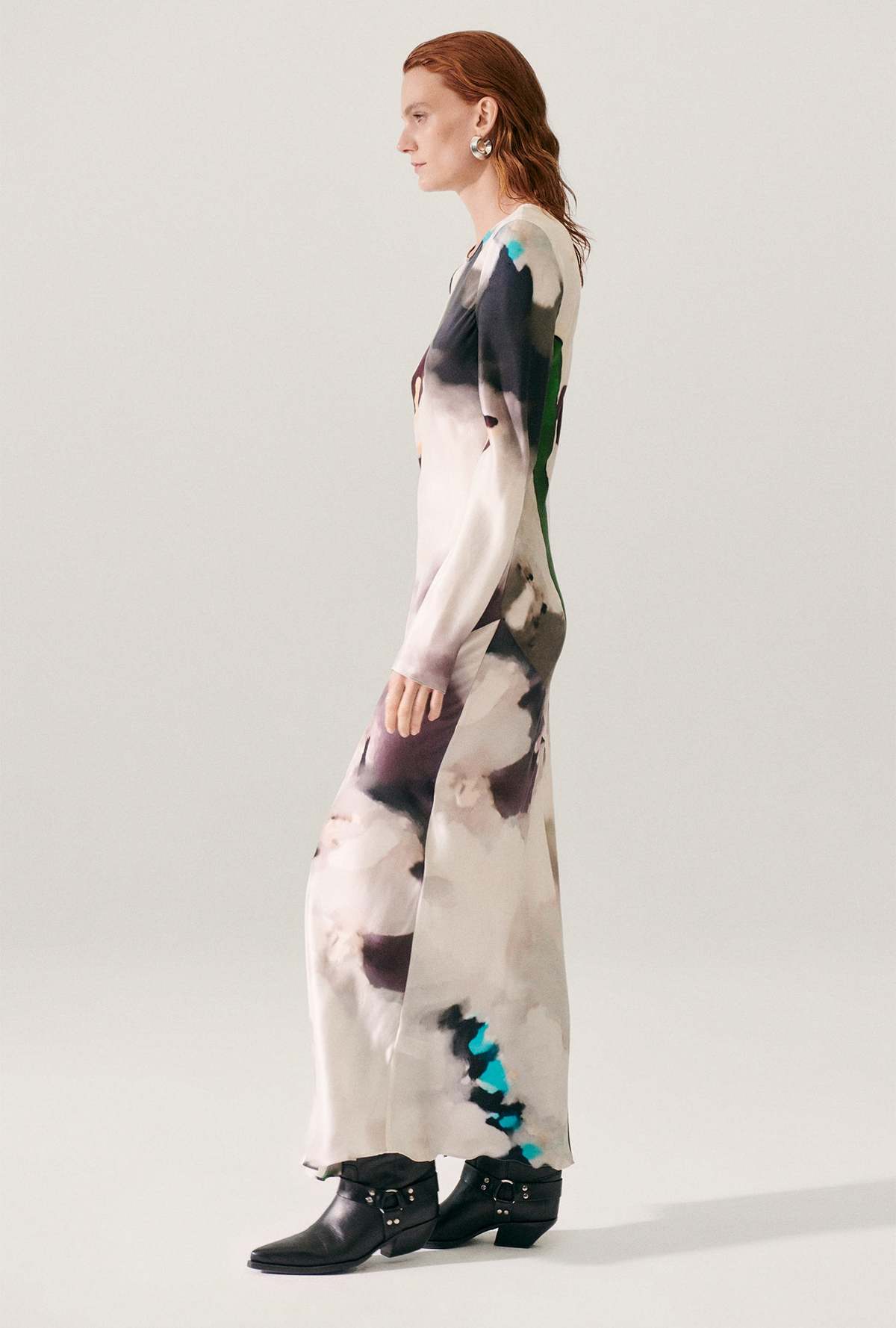 Silk Laundry Full Sleeve Bias Dress - Phosphate - Image 3 of 5