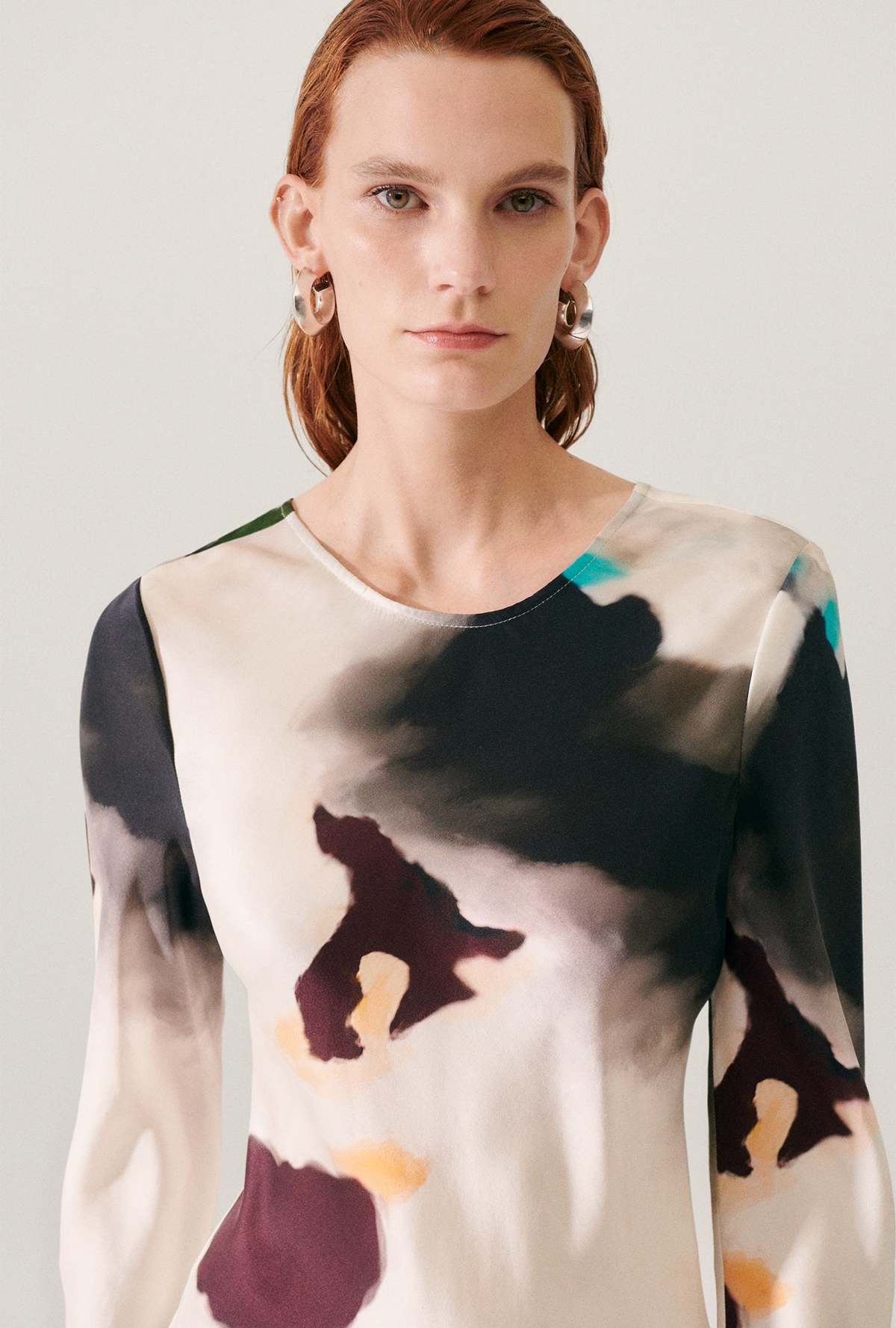 Silk Laundry Full Sleeve Bias Dress - Phosphate - Image 4 of 5