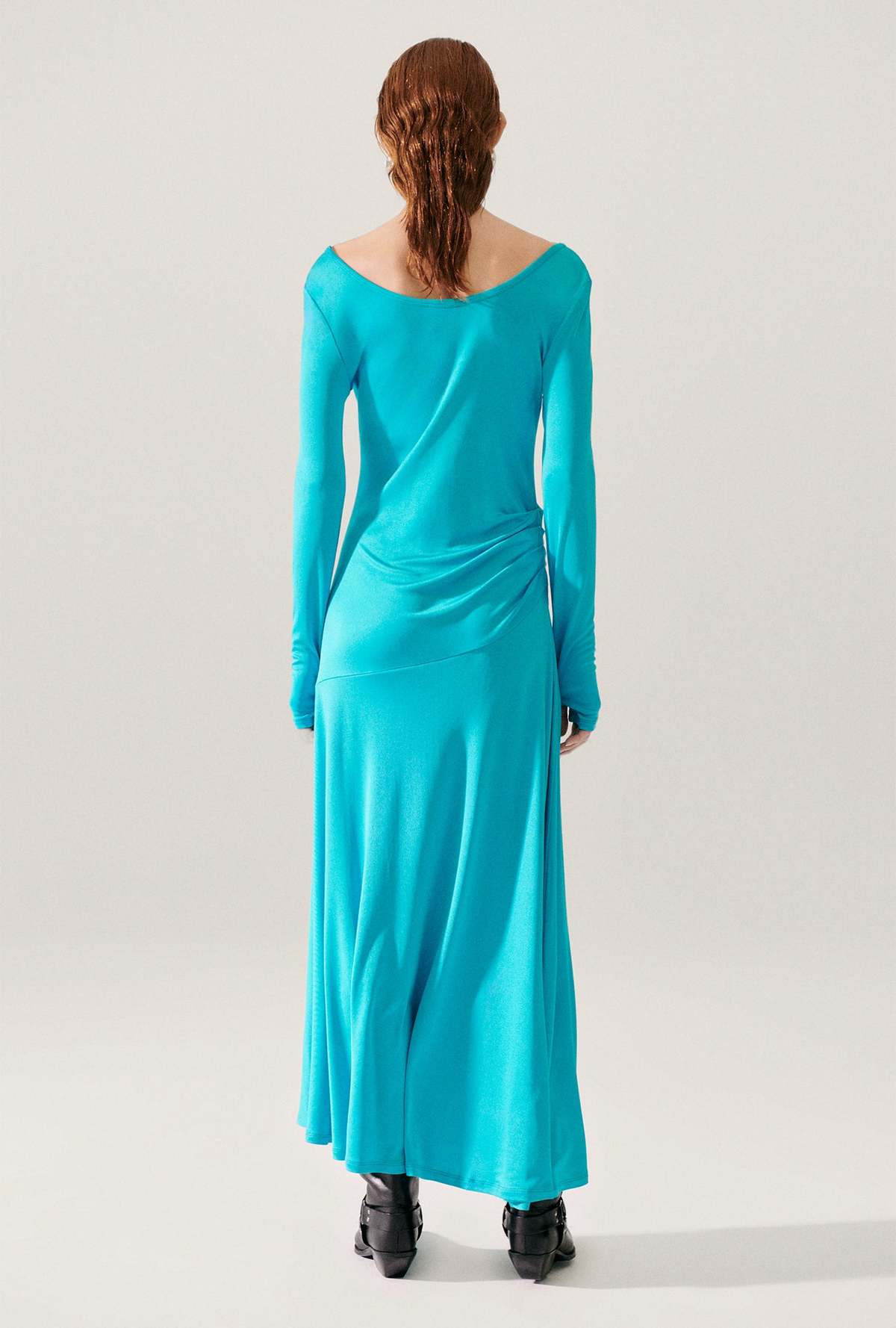 Silk Laundry Jersey Long Sleeve Dress - Oxygen - Image 3 of 5