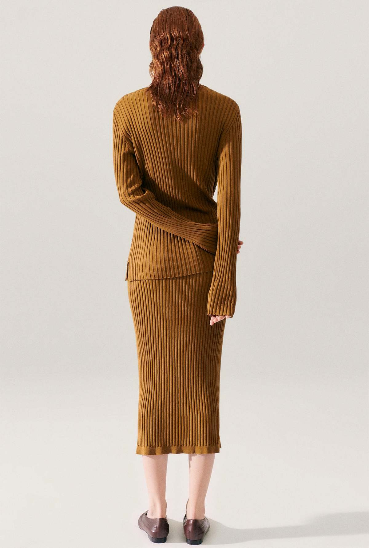 Silk Laundry Ribbed Straight Skirt - Drought - Image 5 of 5