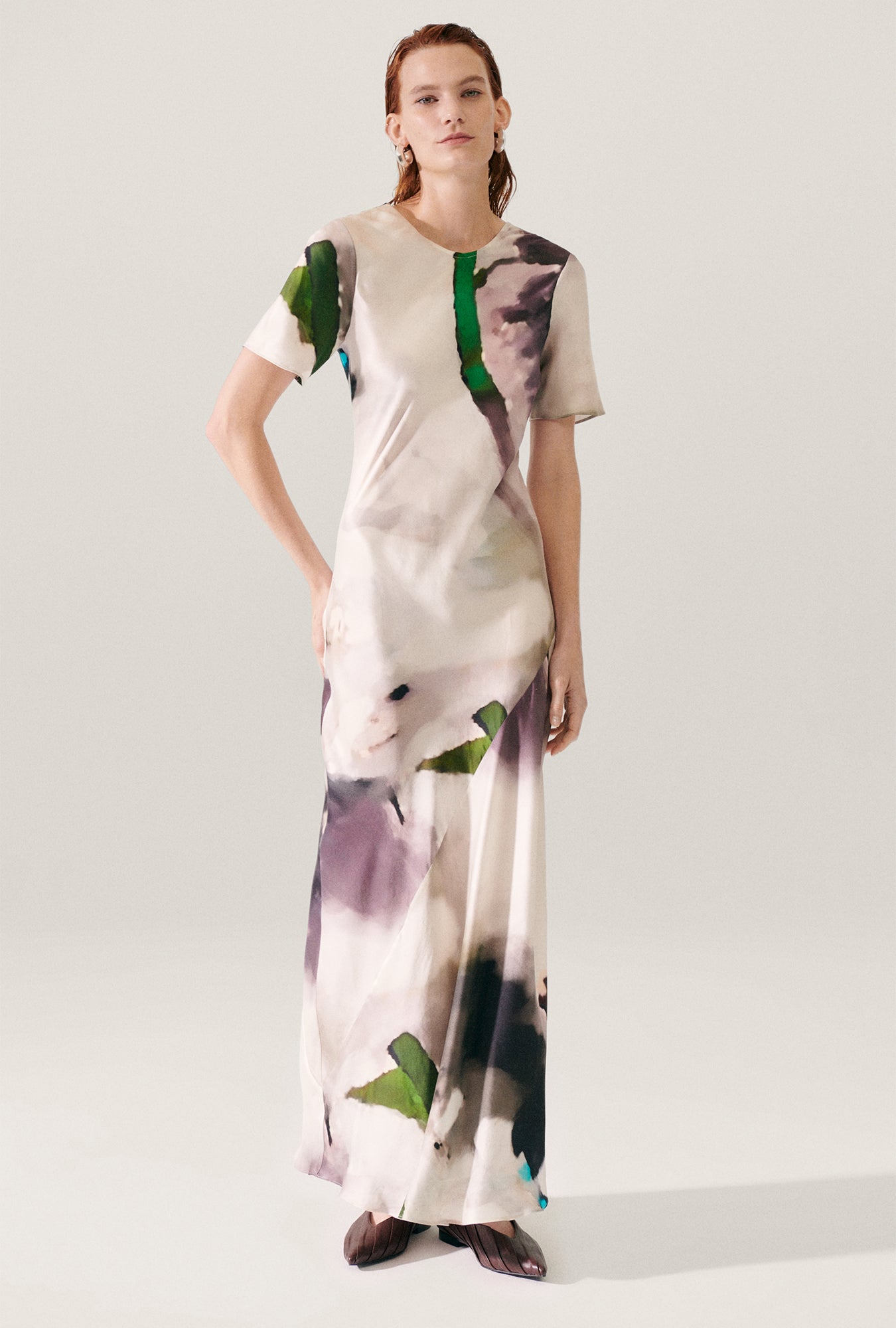 Short Sleeve Bias Dress Phosphate - Xs - Silk Laundry