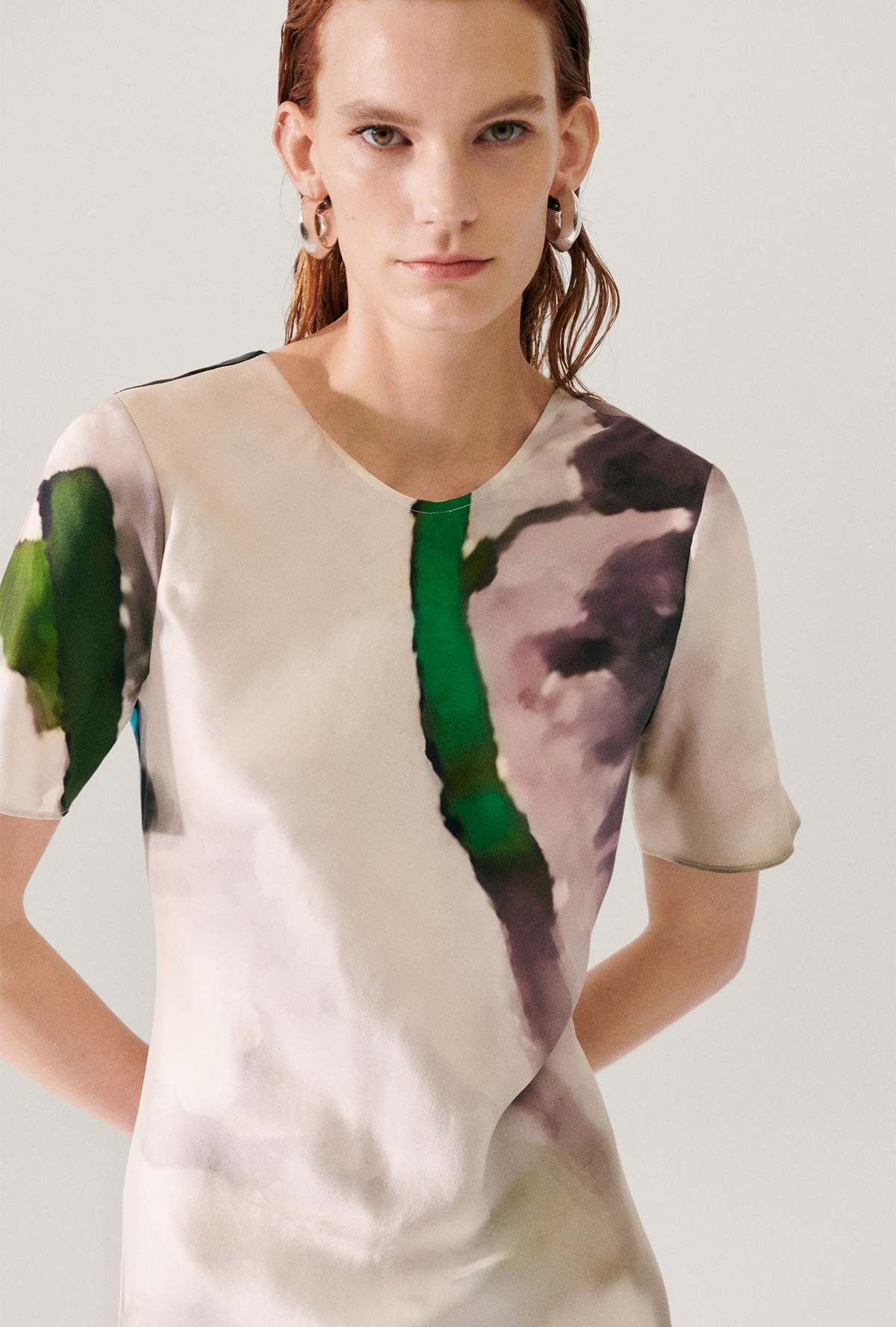 Silk Laundry Short Sleeve Bias Dress - Phosphate - Image 3 of 4