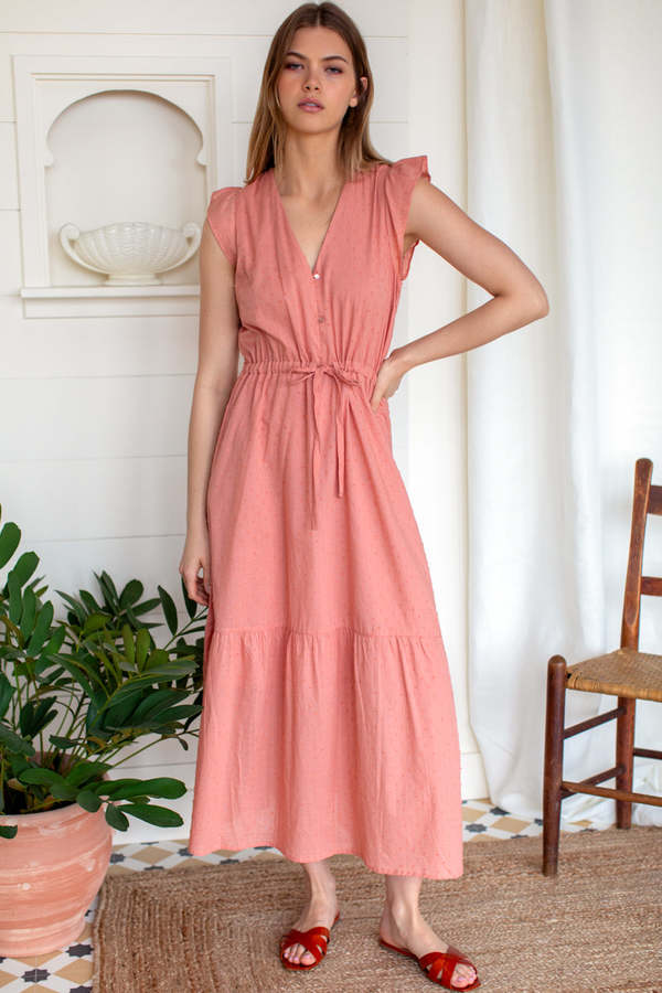 Emerson Fry Surya Dress - Muted Clay Swiss Dot