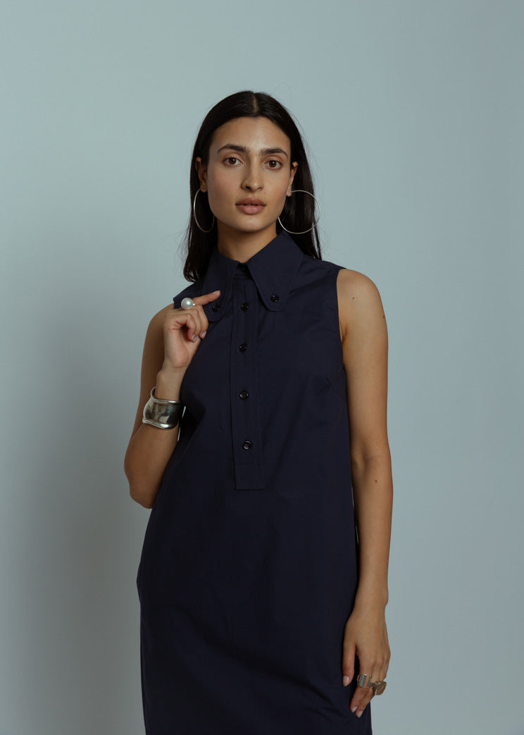 Odeeh Cotton Dress - Navy | Garmentory