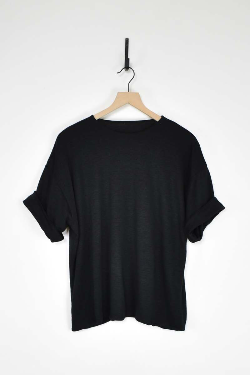 ICHI ANTIQUITES Reversible Linen Knit Pullover Black/Black