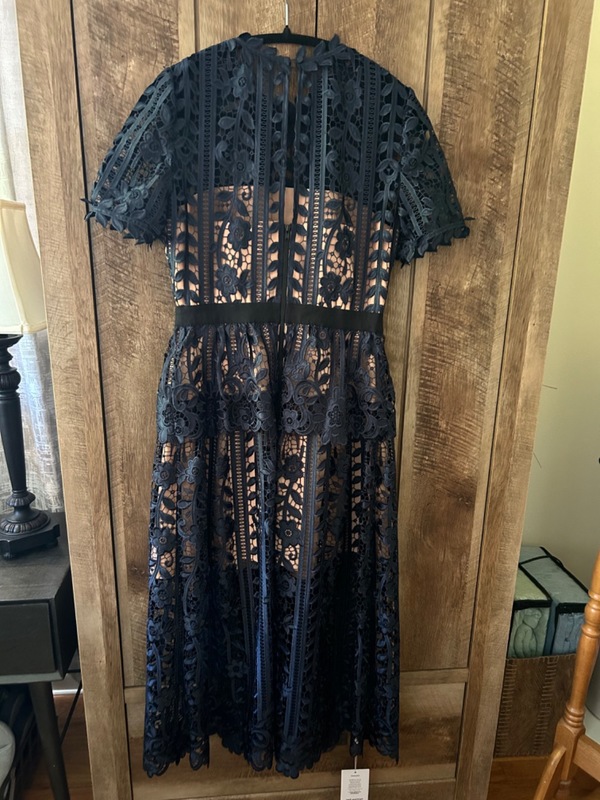 chinese dress ladies Navy Guipure Lace Midi Dress main image 0