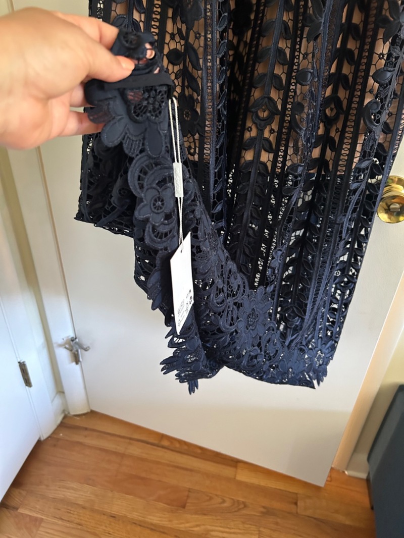 Self-Portrait Lace Midi Dress - Navy | Garmentory