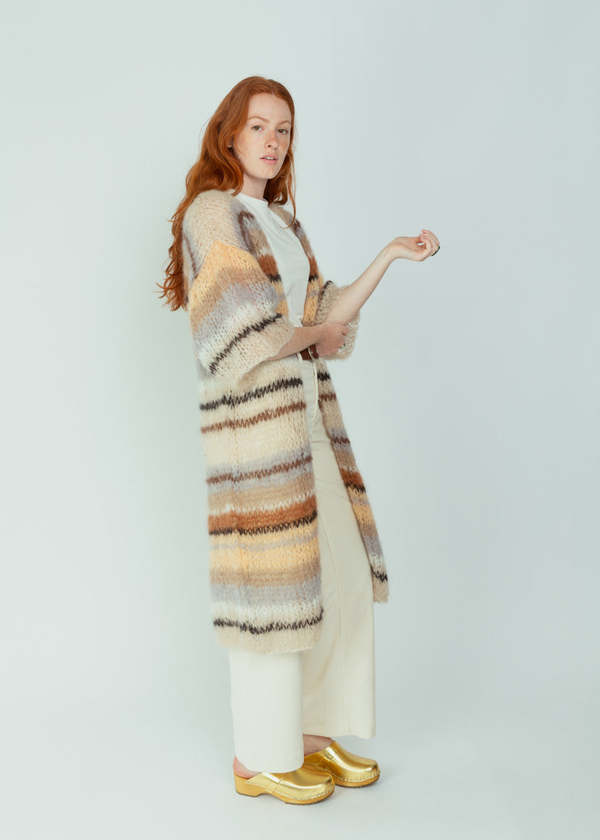 Maiami Mohair Light Coat Sand Stripe Garmentory