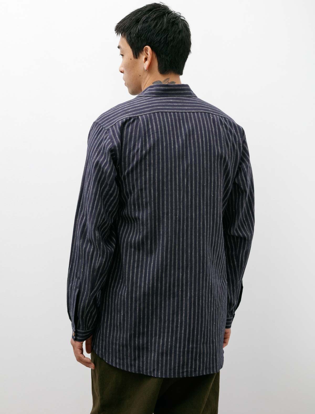 トップス FRANK LEDER-Stripe Linen shirts Frank Leder Striped Cotton Linen Shirt - White/Blue | Garmentory