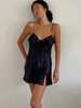 ReCAP Vintage Studio vintage 90s 100% silk charmeuse mini babydoll slip dress nightgown lingerie - Black - Thumbnail 6