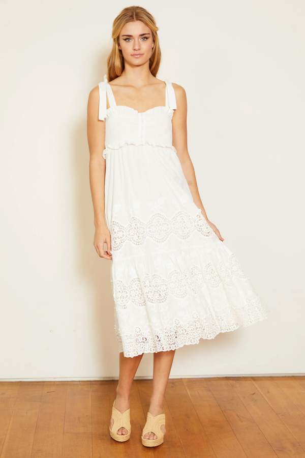 chinese dress ladies Ivory Floral High Low Dress With Lace Back main image 0