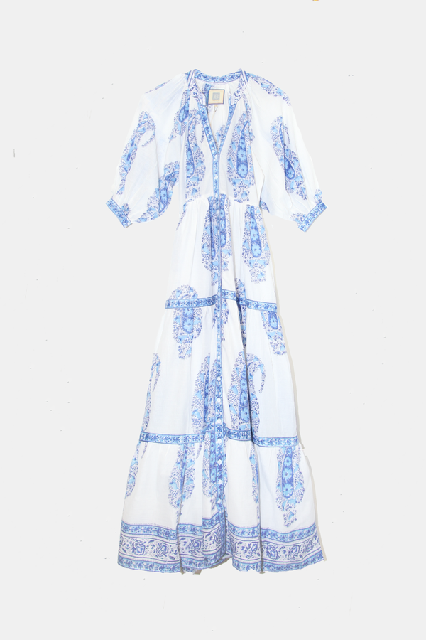 off shoulder blue floral dress Berylove Women Blue Floral Wedding Guest Dress Off the Shoulder Ruffled A Line Maxi Dress, Blue / US22W main image 1