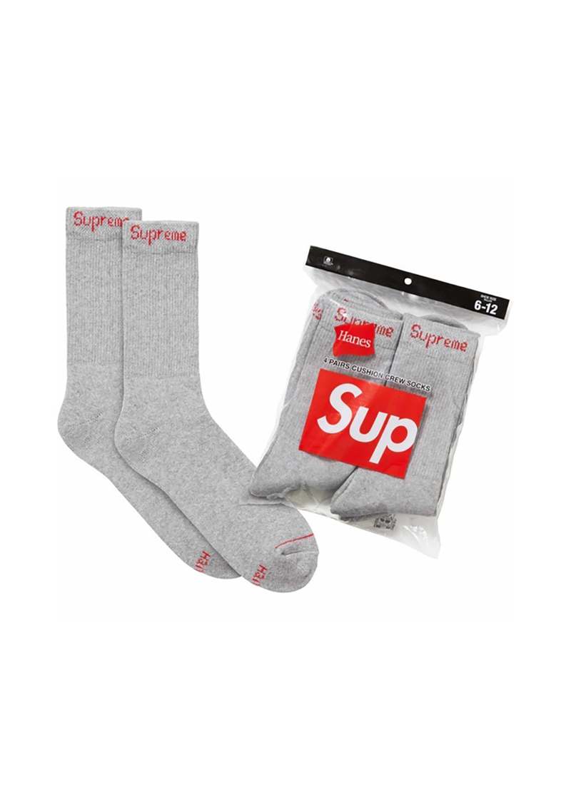 レッグウェア Supreme Hanes Crew Socks White (4 Pack) Supreme 新品 シュプリーム SUPREME x ヘインズ Hanes Crew