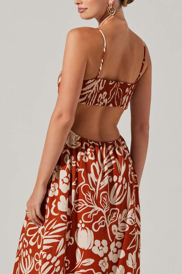 ASTR The Label Sarai Dress - Rust/Cream Floral | Garmentory