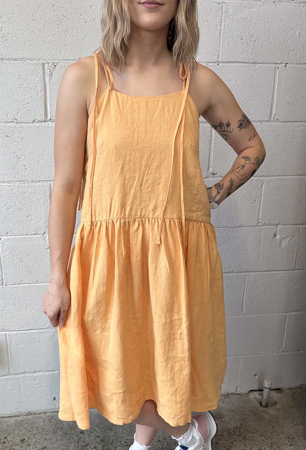 Eliza Faulkner Tig Linen Dress - Melon