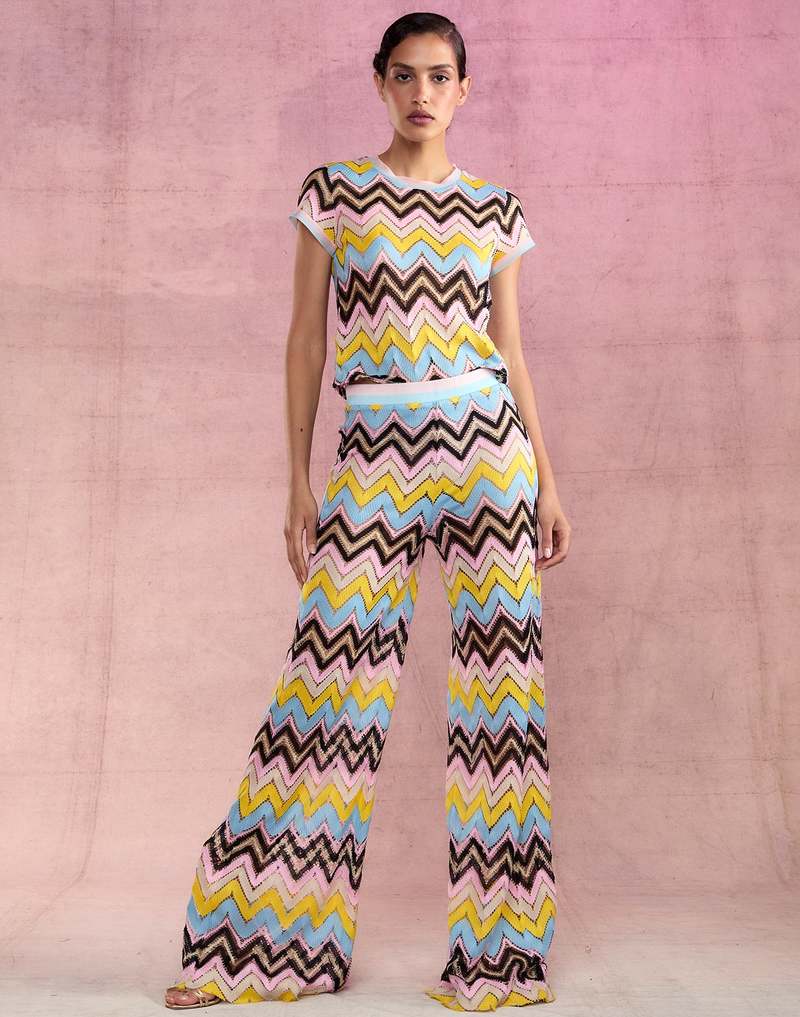 Cynthia Rowley Zigzag Knit Pants - Yellow Multi | Garmentory
