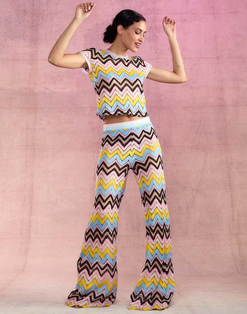 Cynthia Rowley Zigzag Knit Pants - Yellow Multi | Garmentory