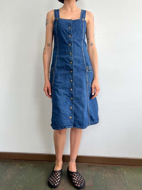 lee denim dress Puff Sleeve Mini (Medium Indigo)- Final Sale monet This denim maxi is designed to fit like your favorite slip dress Ms. Lee 1970s Denim Dress