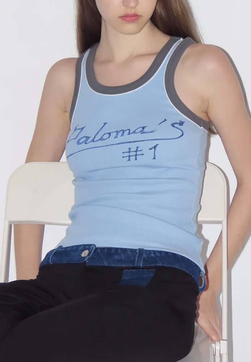 paloma wool ダークグレー Vネック タンクトップ Paloma Wool Paloma1 Singlet Top - Blue | Garmentory